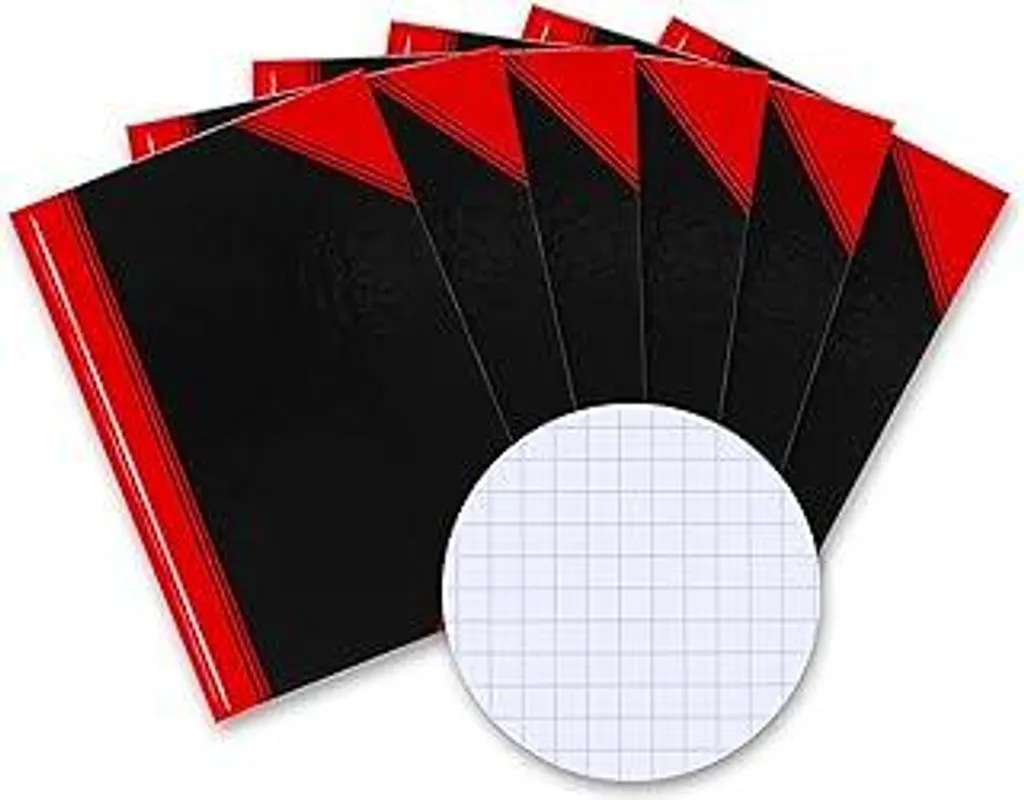 6x Taccuino Bantex A5 Nero Quadretti - Robusto per Cantiere e Lab
