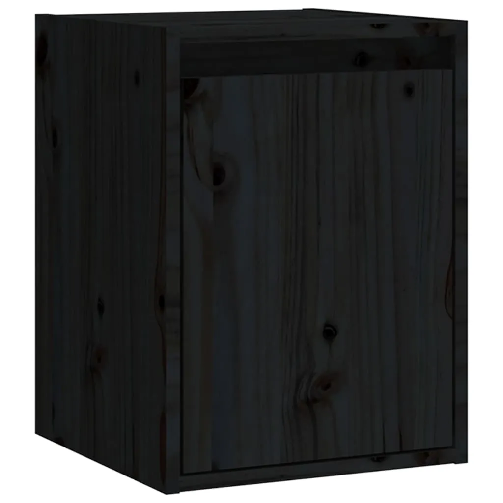 vidaXL Coppia Armadi Pensili Neri in Legno Massello 30x30x40 cm - 6