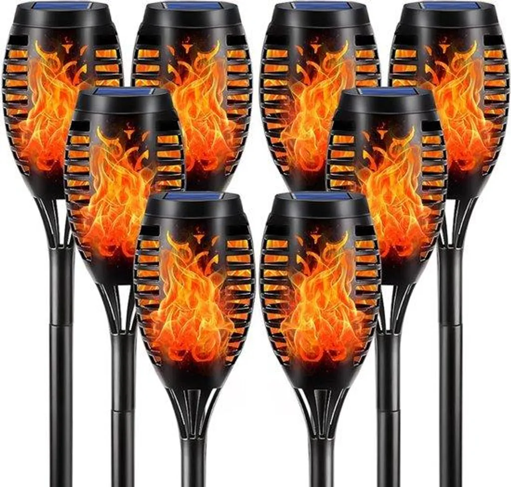 Balise Solaire Extérieure pour Allée et Terrasse - Lot de 8 Flambeaux