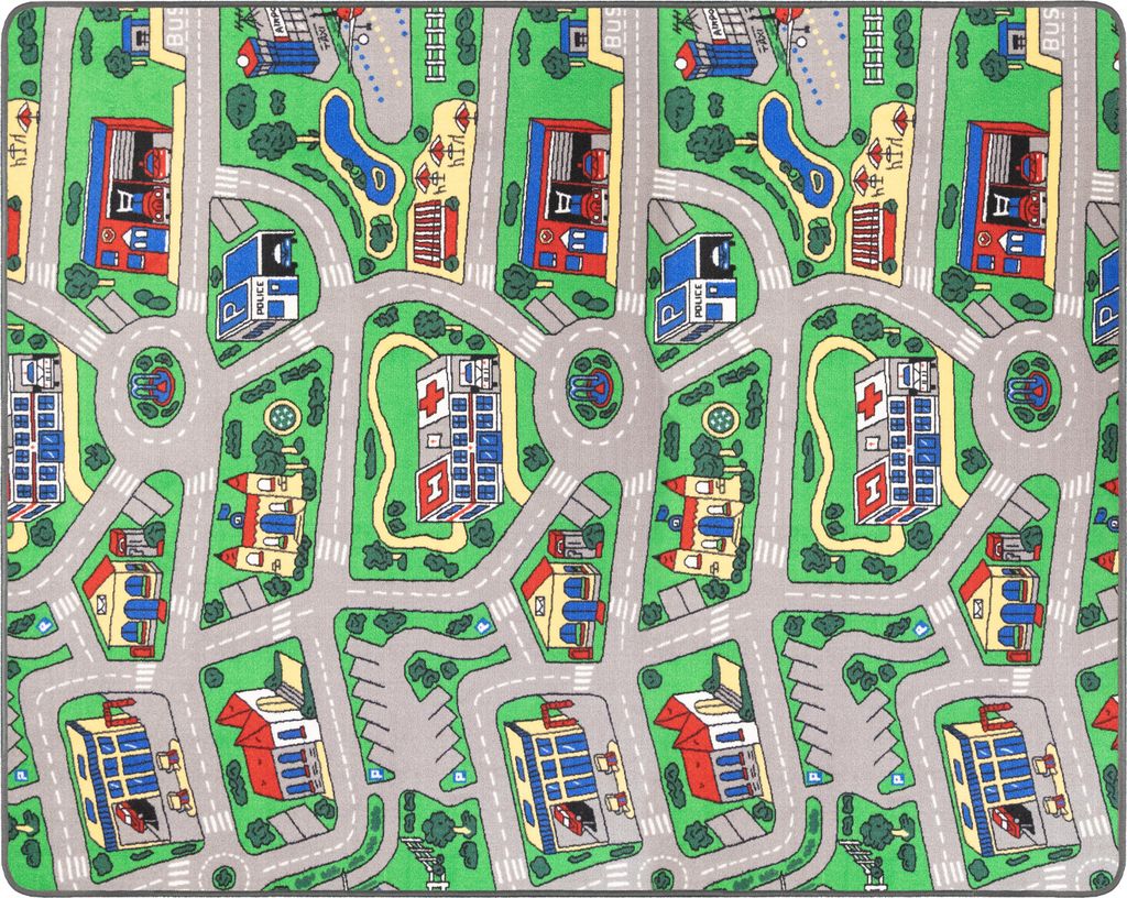 Primaflor Spielteppich CITY - 200x300cm - Kinderteppich mit Straßen - Straßenteppich für Jungen & Mädchen