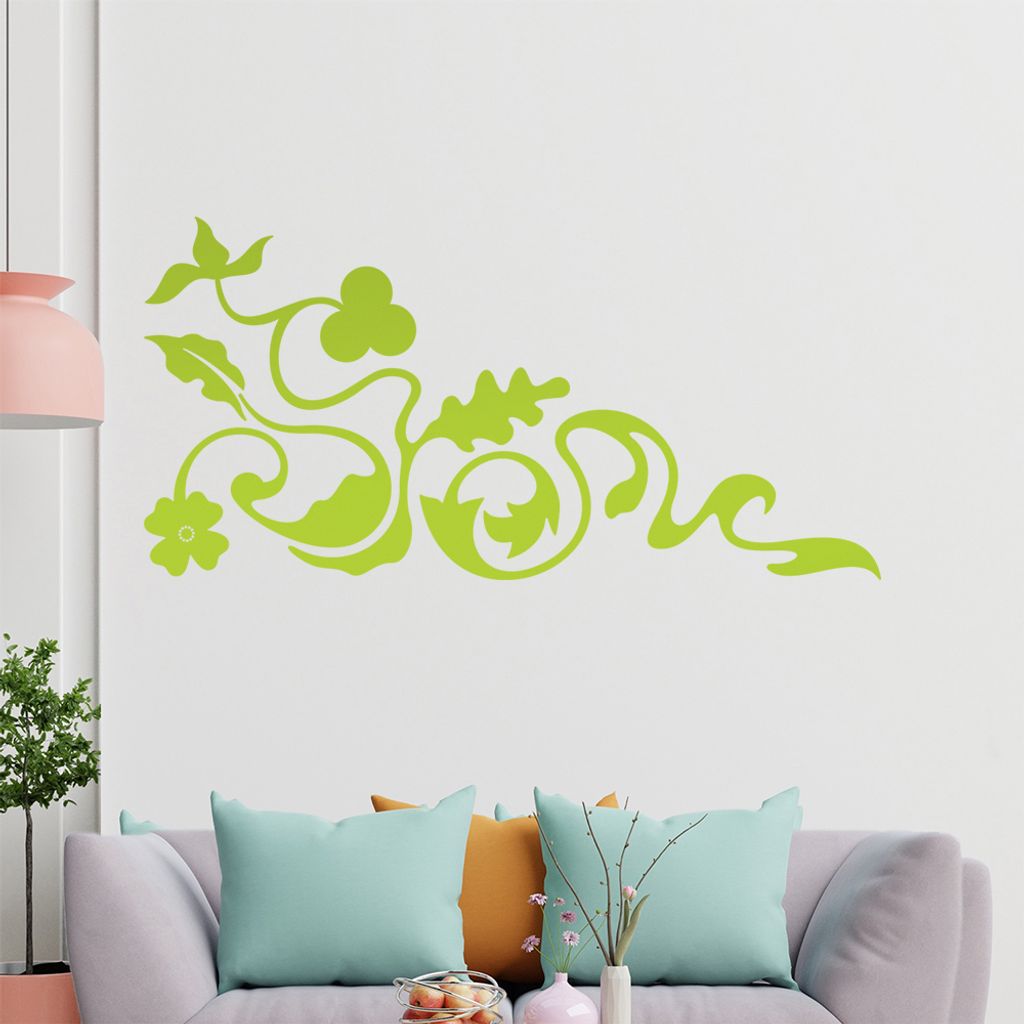 Eckeornament -Blüten - Planze Wandtattoo in 6 Größen - Wandaufkleber Wall Sticker - Dekoration, Küche, Wohnzimmer, Schlafzimmer, Badezimmer