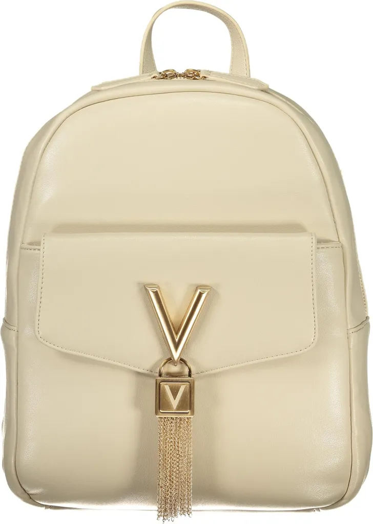 Sac à dos ville pour femme coloris beige et nombreux rangements zippés