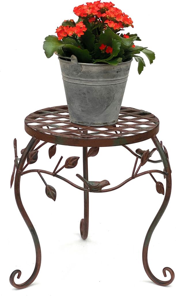 DanDiBo Blumenhocker Metall Braun 30 cm Blumenständer 93992 M Blumensäule Antik Pflanzenständer Pflanzenhocker