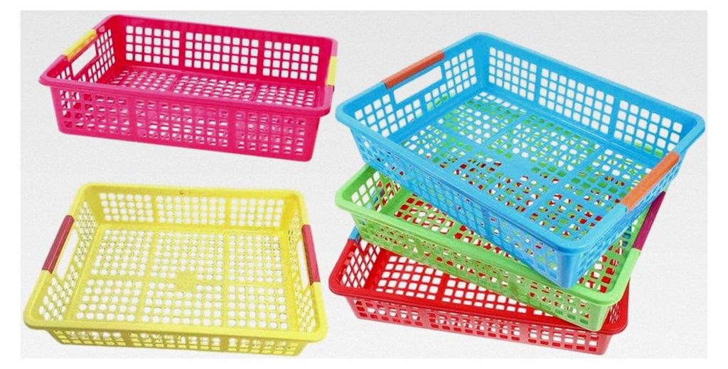 5 stapelbare Kunststoffkörbe: Organizer für A4-Papierakten, Spielzeug, Snacks, Obst – kompakte Aufbewahrungslösung für Büro, Schule, Spielzi...