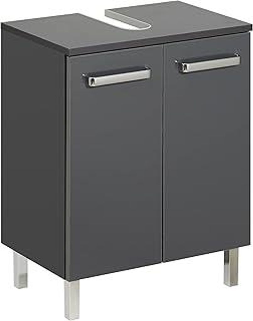 Pelipal Waschbeckenunterschrank Quickset 311 in Anthrazit Glanz, 50 cm breit | Waschbeckenschrank ohne Waschbecken mit 2 Türen