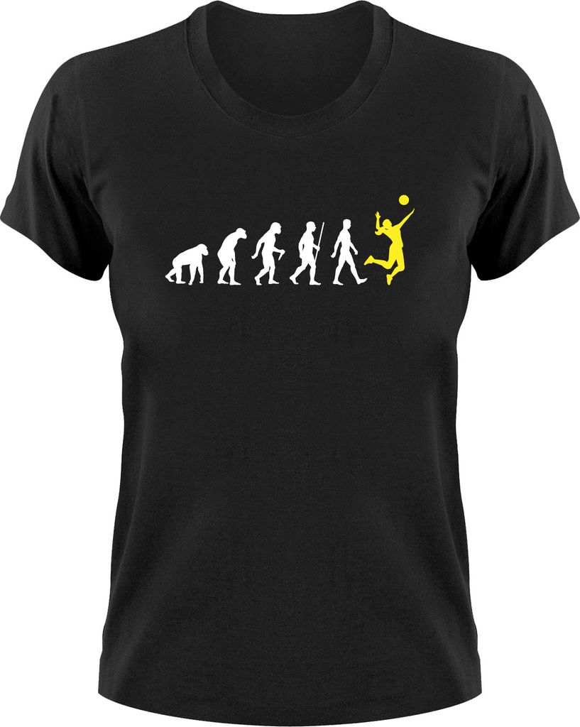 Styletex23 T-Shirt Volleyball Fun Evolution of Man, Damen schwarz, S
