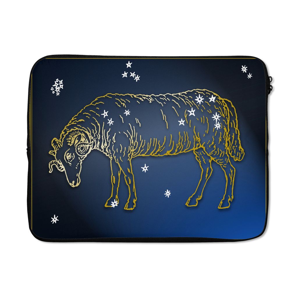 MuchoWow Laptop Hülle 17 Zoll Laptoptasche Sternbild - Widder - Sterne - Zipper - Schutzabdeckung