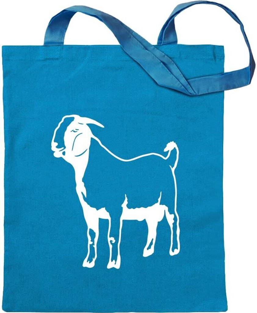 Kiwistar - Baumwolltasche - hellblau - Hausziege Motiv 3 - Ziegen - Tragetasche Stoffbeutel Umhängetasche Langer Henkel