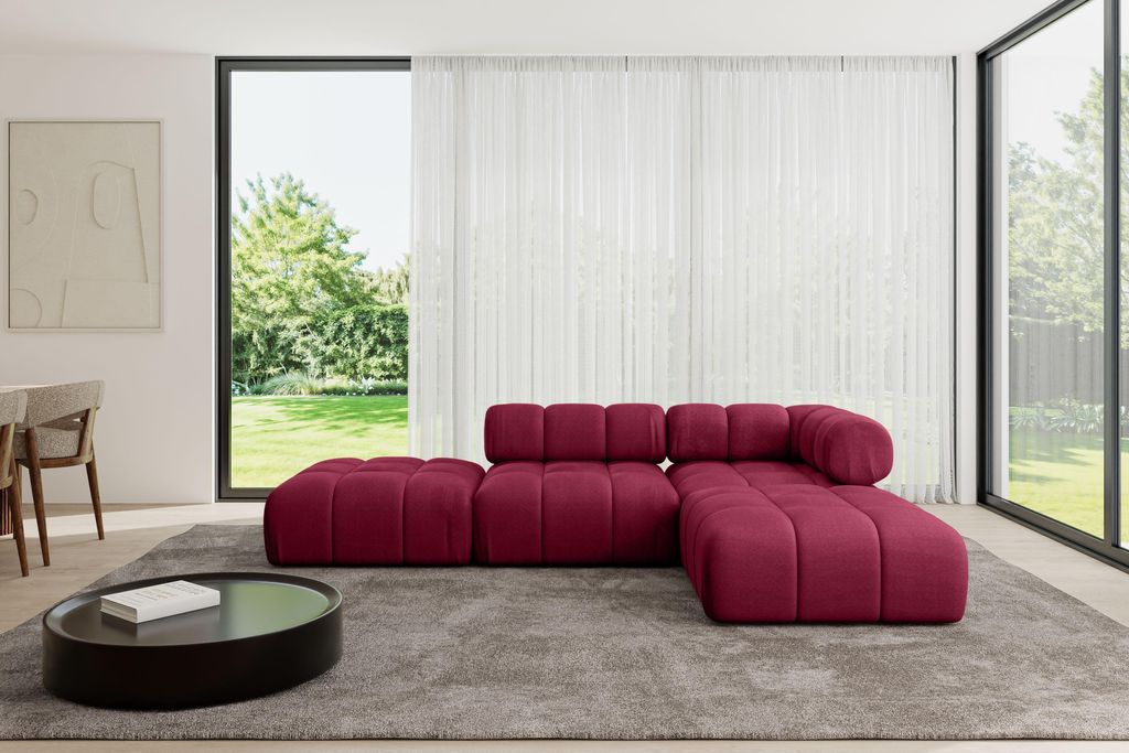 ALTDECOR Modulares Sofa Ecksofa in L-Form - Kerru-L1 - 285x190x70 cm Bordeauxrot universal, links/rechts Corner modular Sofa Eckcouch Couch Wohnlan...