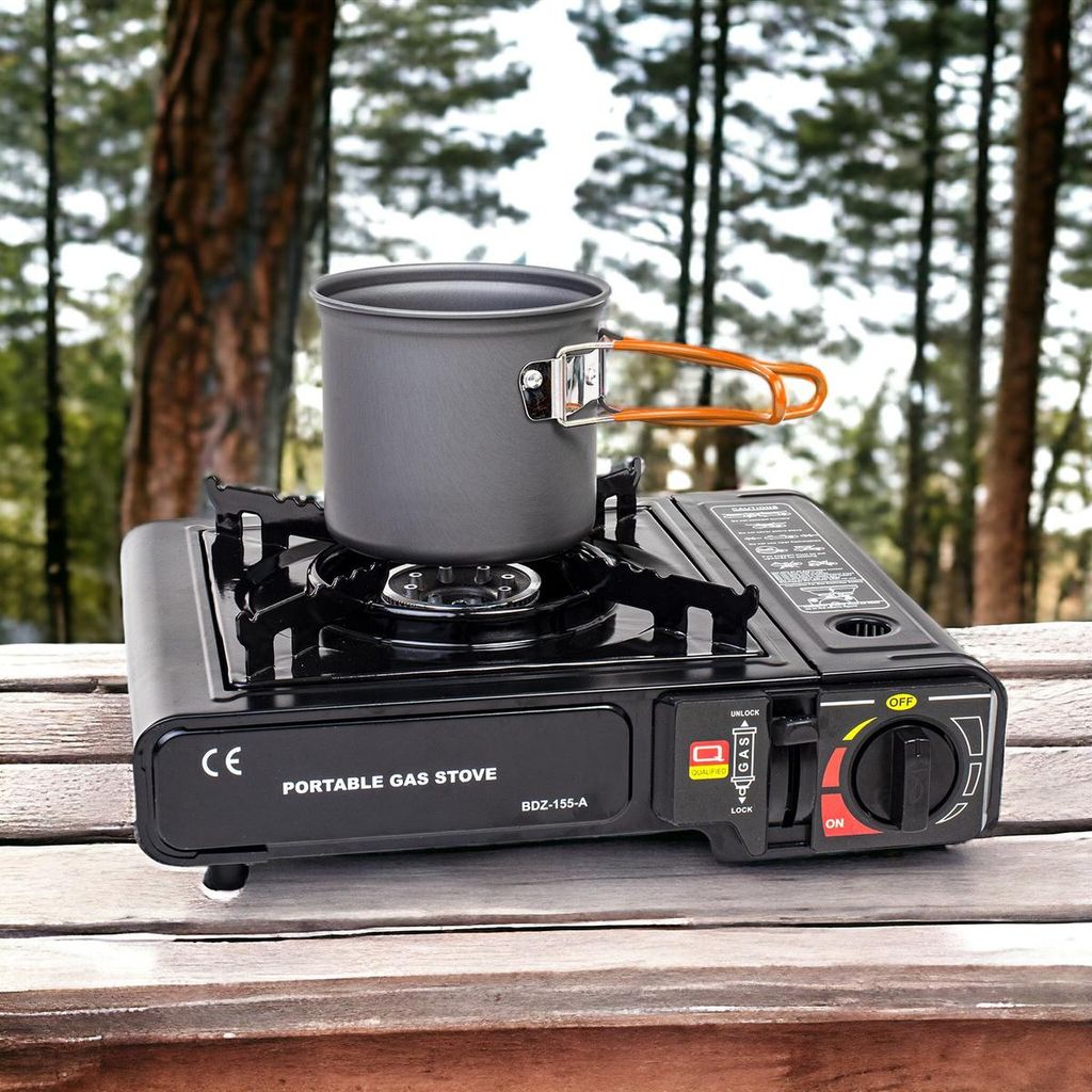 Kochgeschirr-Set Camping Outdoor Grün, Aluminiumtopf und