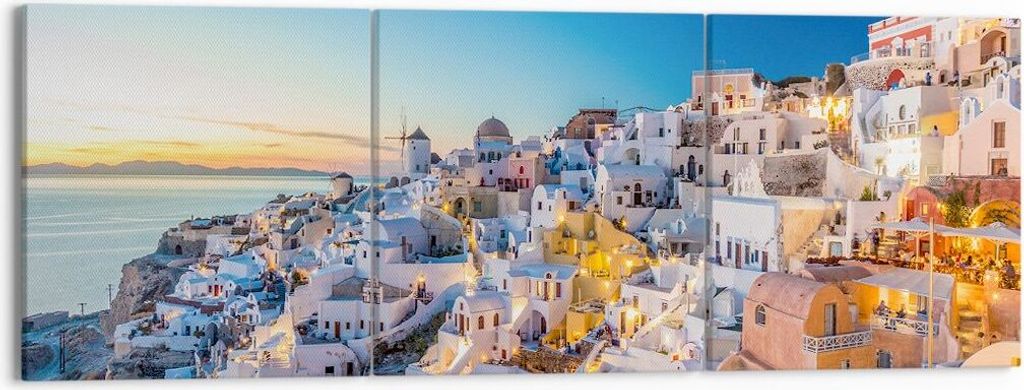 Bild auf Leinwand - Leinwandbild - Griechenland Insel Sommer - 150x50cm - Wand Bild - Wanddeko - Leinwanddruck - Bilder - Kunstdruck - Wanddekorati...
