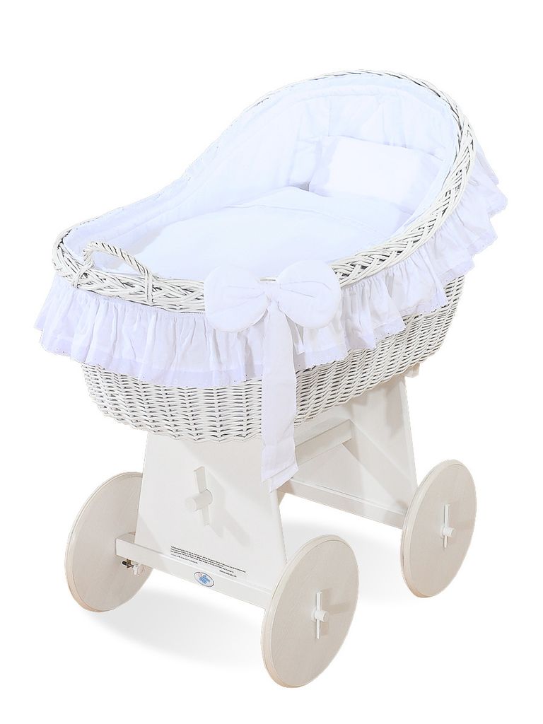 MY SWEET BABY Handgefertigtes Babybett Naturfaser Weiß mit Produktbild 