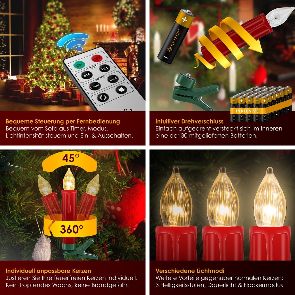 KESSER® Weihnachtsbaumkerzen 20 LED Inkl. Batterien Produktbild 3