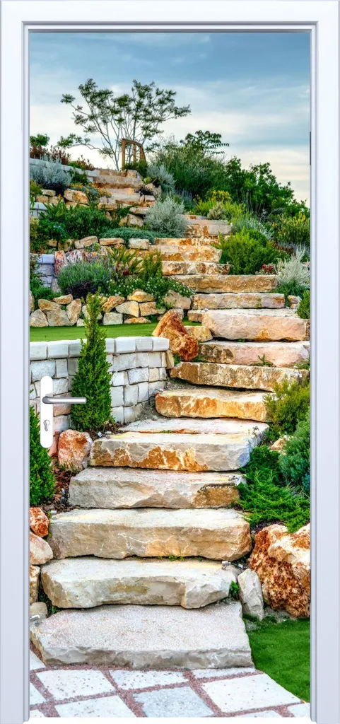 Decorazione Porta 3D Giardino Incantato 694PD - Tessuto Adesivo