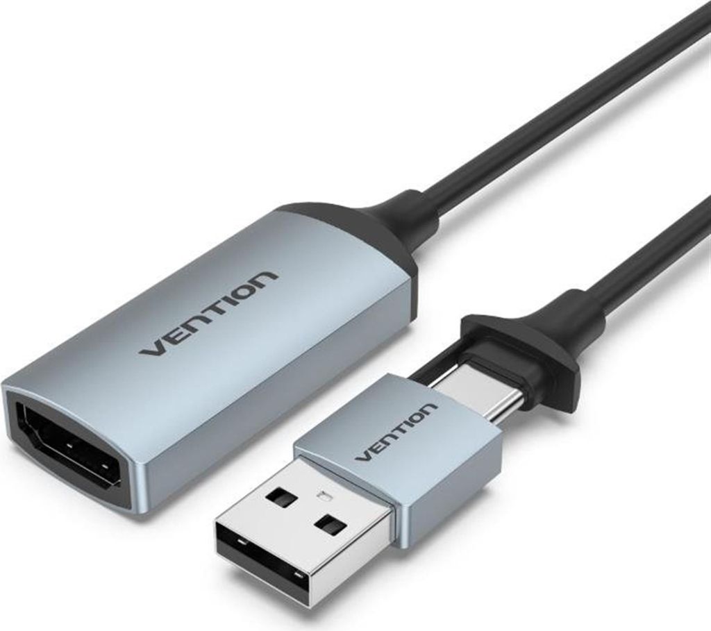 Vention HDMI Buchse zu USB-C / USB-A Stecker Video Capture Karte 0.1M Grau