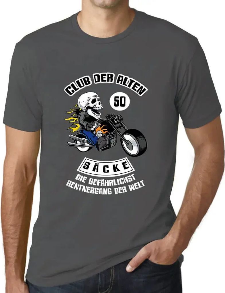 Herren Grafik T-Shirt Club Der Alten Säcke Öko-Verantwortlich Vintage Jahrgang Kurzarm Lustige Druck Geburtstag Geschenk Mann