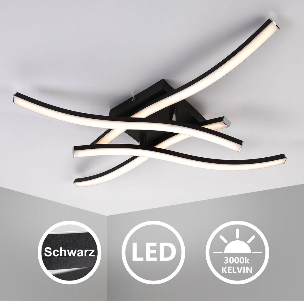 IMPTS LED Deckenleuchte 21W Modern Deckenlampe Schwarz mit Produktbild 