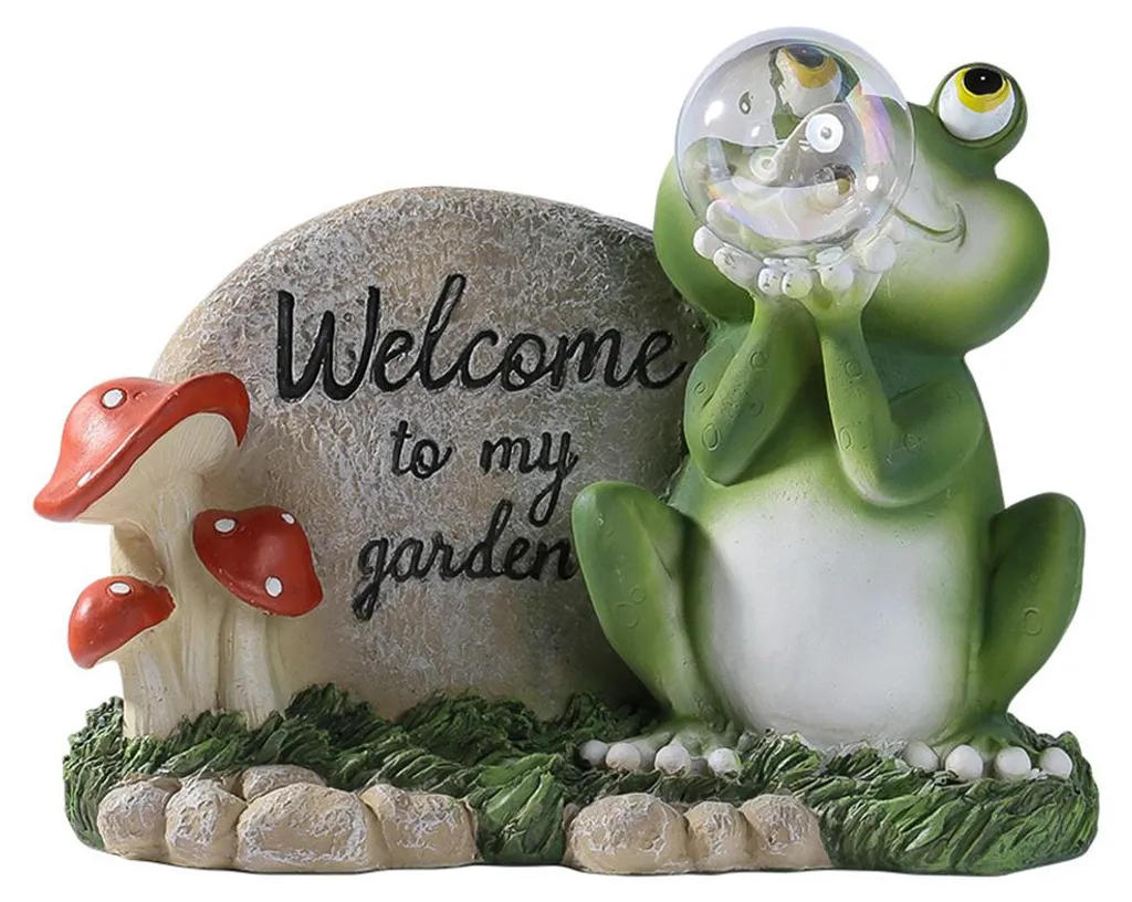 Statue grenouille solaire pour décoration de chemin et allée de jardin