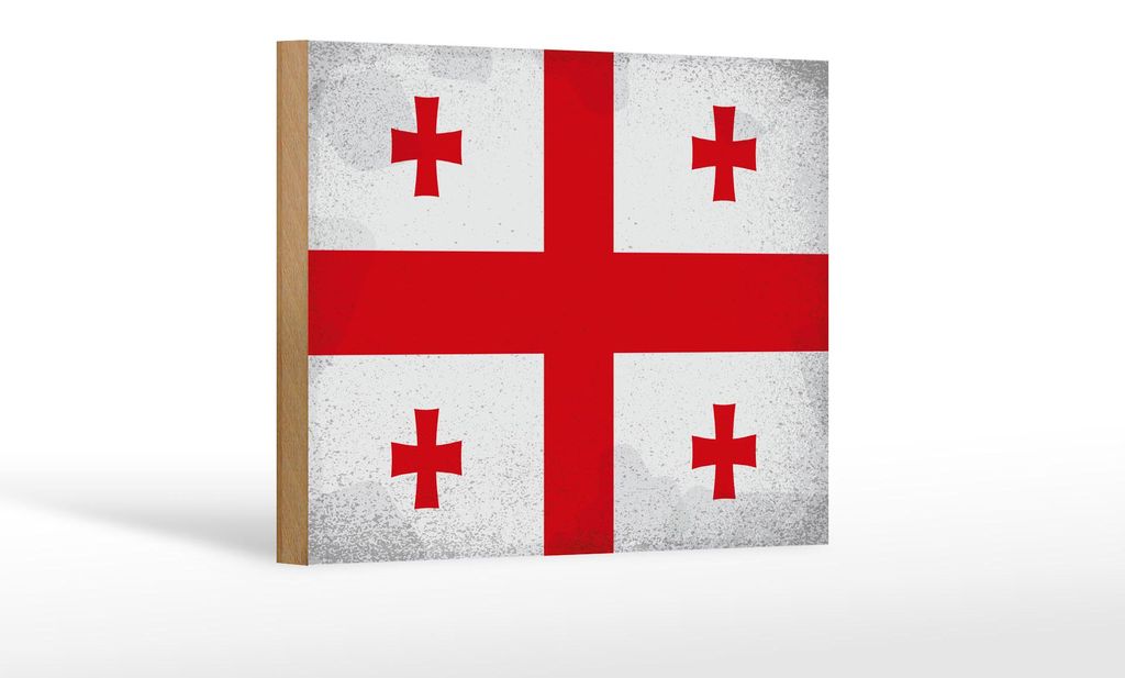 Holzschild Flagge Georgien 18x12cm Flag of Georgia Vintage Dekoration