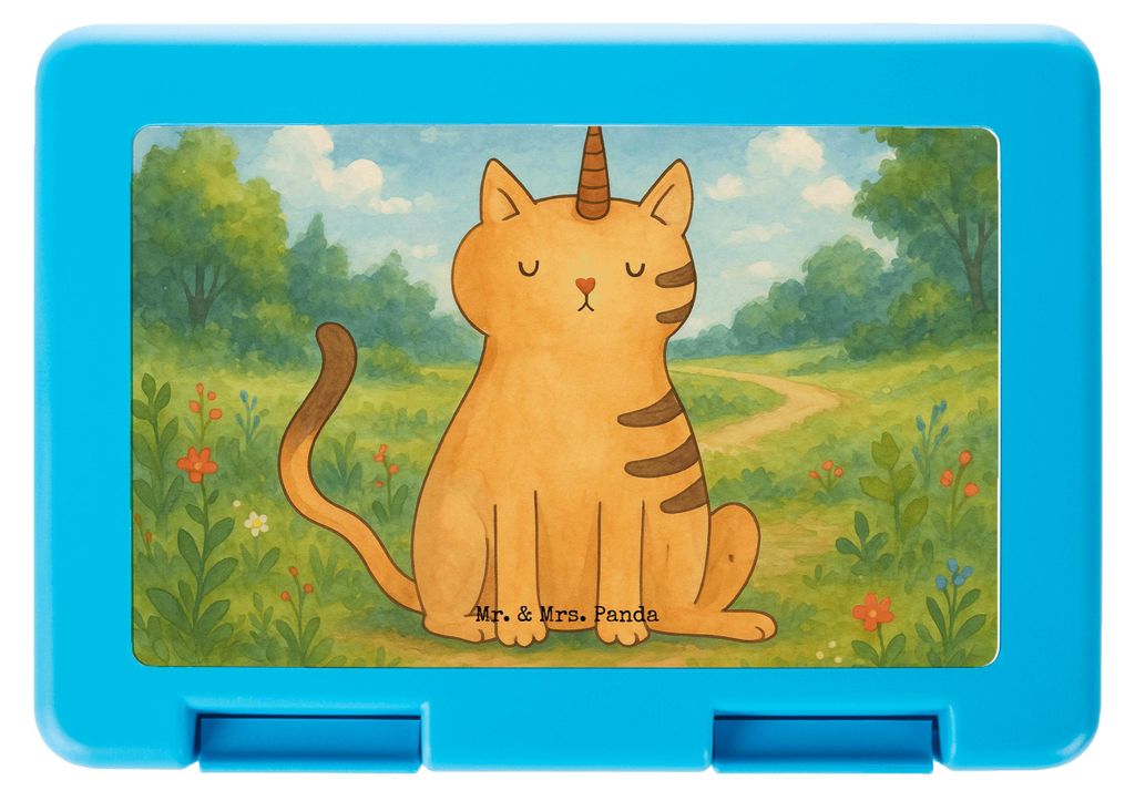 Mr. & Mrs. Panda Bentobox Einhorn Katze Design - Weiß - Geschenk, Bento Box, Snackbox, Mieze, Regenbogen, Butterbrotdose, Unicorn, Essensbox, Glit...