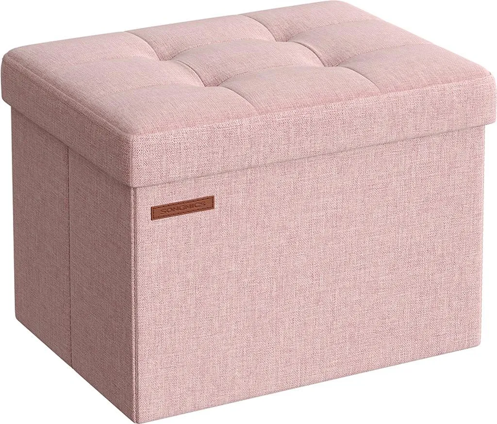 Banc coffre de rangement rose pastel style scandinave pour chambre enfant