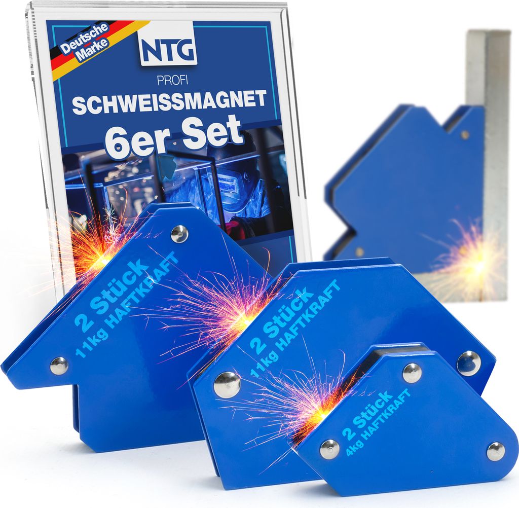 NTG Magnet Schweißwinkel Set: 6 Stück Schweißmagnet Schweißzubehör Winkelmagnet