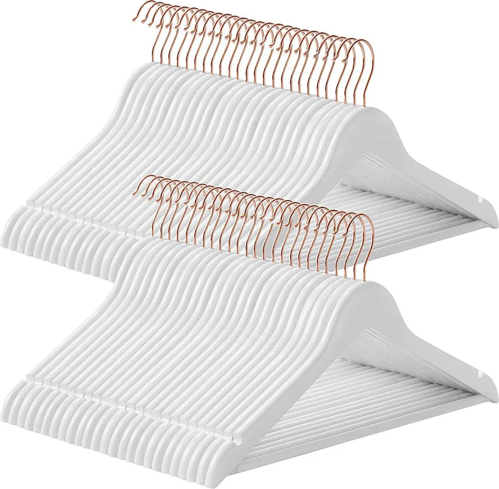 Cintres robustes anti-glisse or rose lot de 50 pour linge délicat
