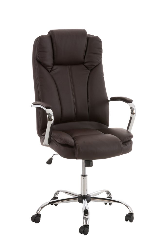 DELUKE Bürostuhl JUBEL - 115x62x70, Braun | Kunstleder | Metall in Chromoptik Gestell | ergonomische Bürostühle Homeoffice Stuhl mit Rollen
