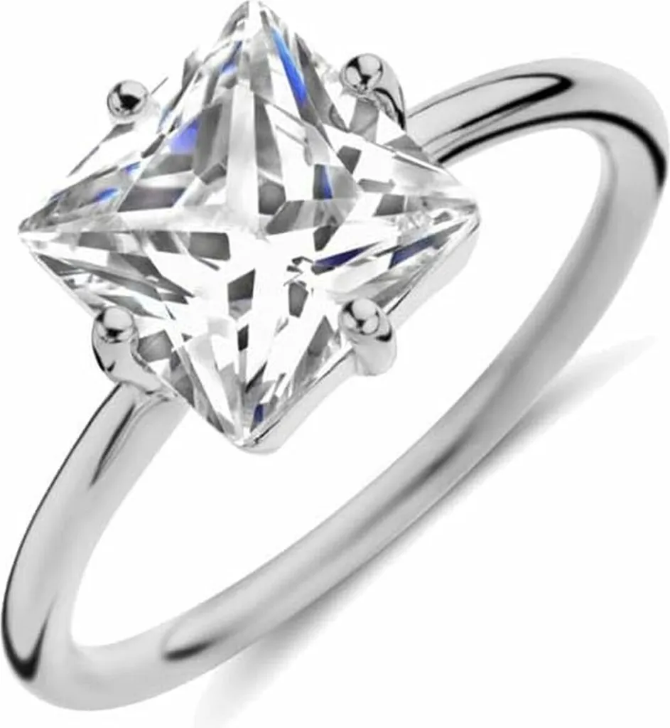 New Bling 9NB-1129-56 Anello Argento 925 e Zirconia Quadrato Misura 56