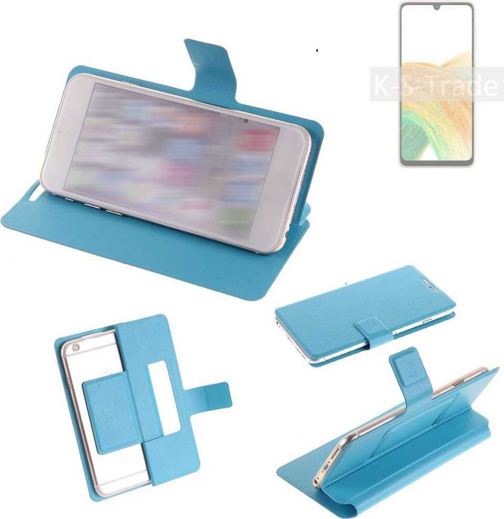 K-S-Trade Schutzhülle Handyhülle kompatibel mit Samsung Galaxy A33 5G Flip cover Handy case Smartphone Klapphülle blau