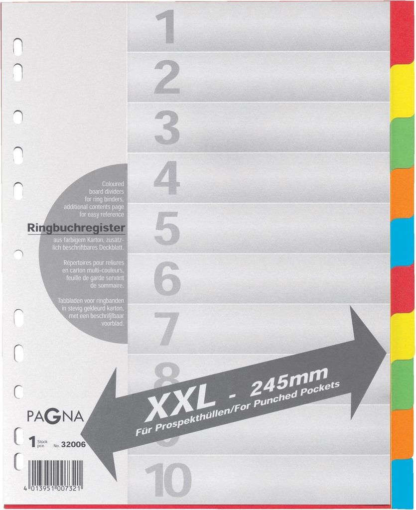PAGNA Register A4 XXL 10tlg. 5-farbig 25 Stk