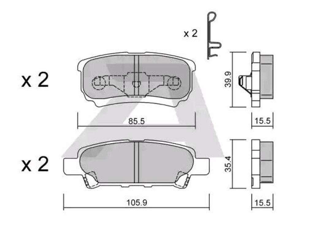 AISIN Bremsbeläge Satz Hinten Bremsklötze für MITSUBISHI Lancer VIII Schrägheck (CXA) BPMI-2001