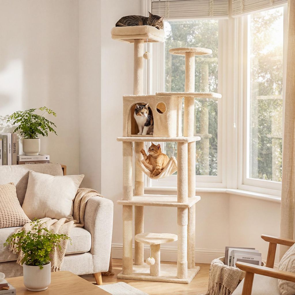 COSTWAY Meerlaags krabpalen met sisalstokken, 168 cm hoge Productafbeelding 