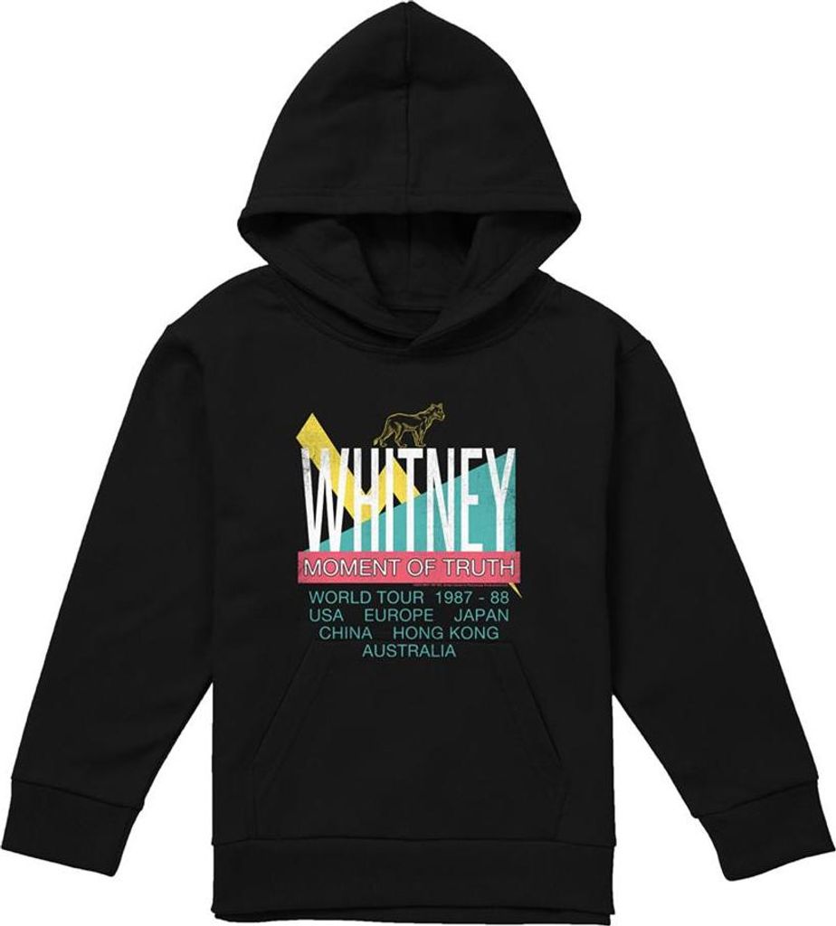 Whitney Houston - "Moment Of Truth Tour" Kapuzenpullover für Kinder, Zum Überziehen TV25051 (116) (Schwarz)