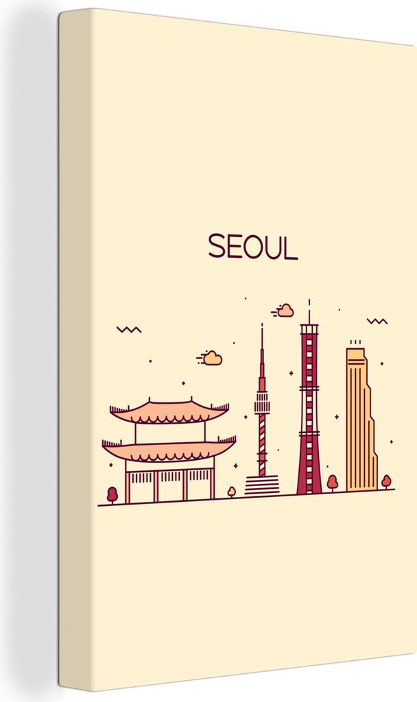 OneMillionCanvasses - Leinwandbilder - 90x140 cm, Seoul - Skyline - Südkorea, Wandbilder Kunstdruck Wanddekoration - Foto auf Leinwand - Gemäld...