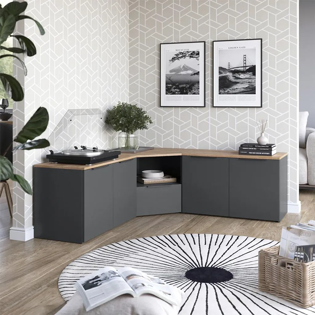 Mur de salon Vicco Wido anthracite mat 3 éléments design Model 58548
