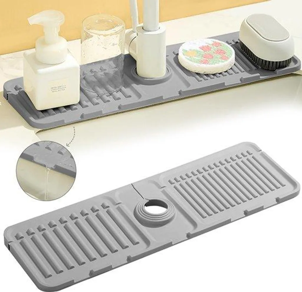 Tapis de Robinet Silicone Antidérapant et Auto-drainant Format XL 44,5cm