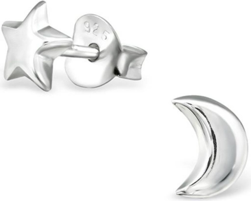 Kinderohrstecker: Mädchen Ohrringe Silber „Mond & Stern“