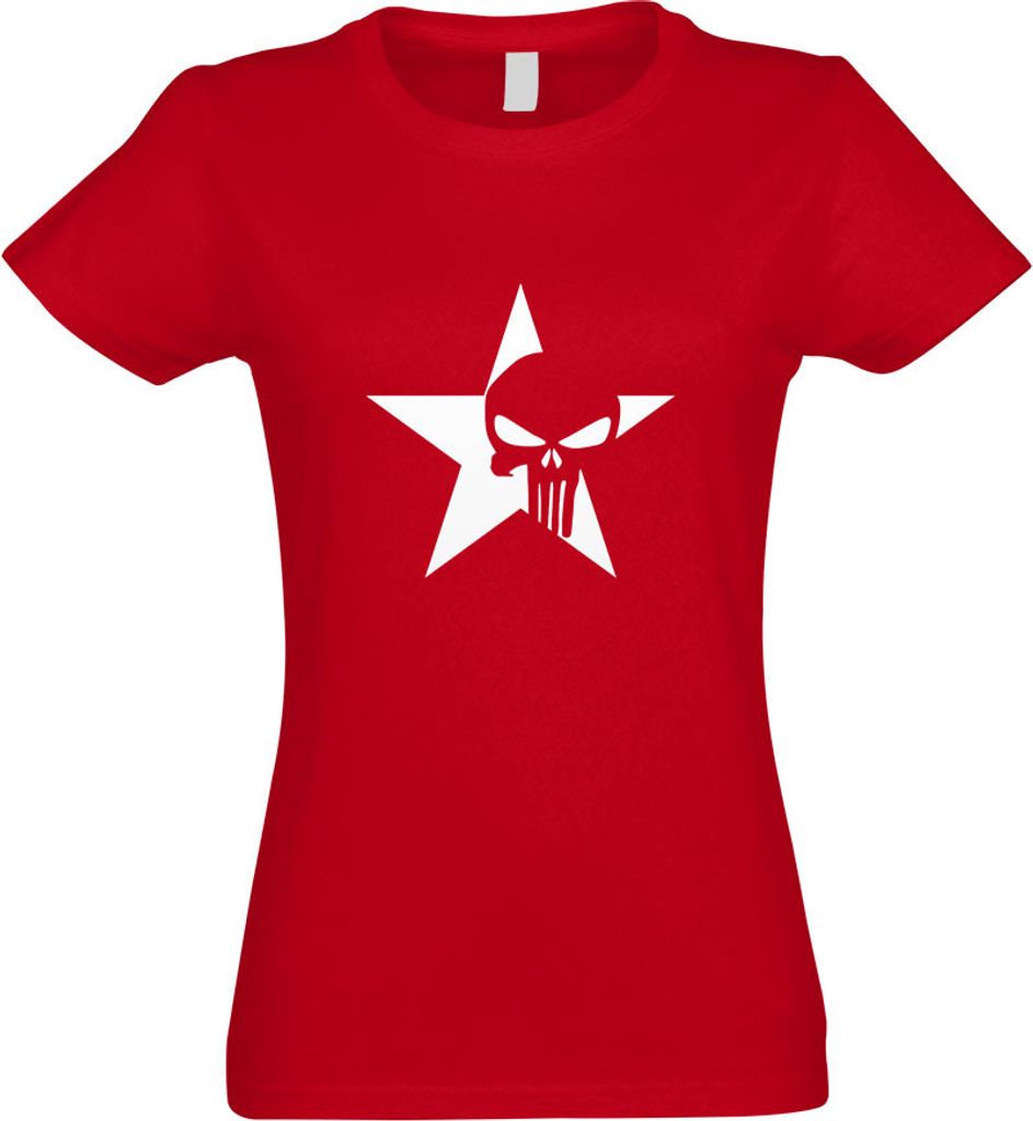 Kiwistar - T-Shirt tailliert - Damen - rot - US Punisher Stern Star - mit Motiv Bedruckt - Funshirt Design - Sport - Freizeit - Damen - XL