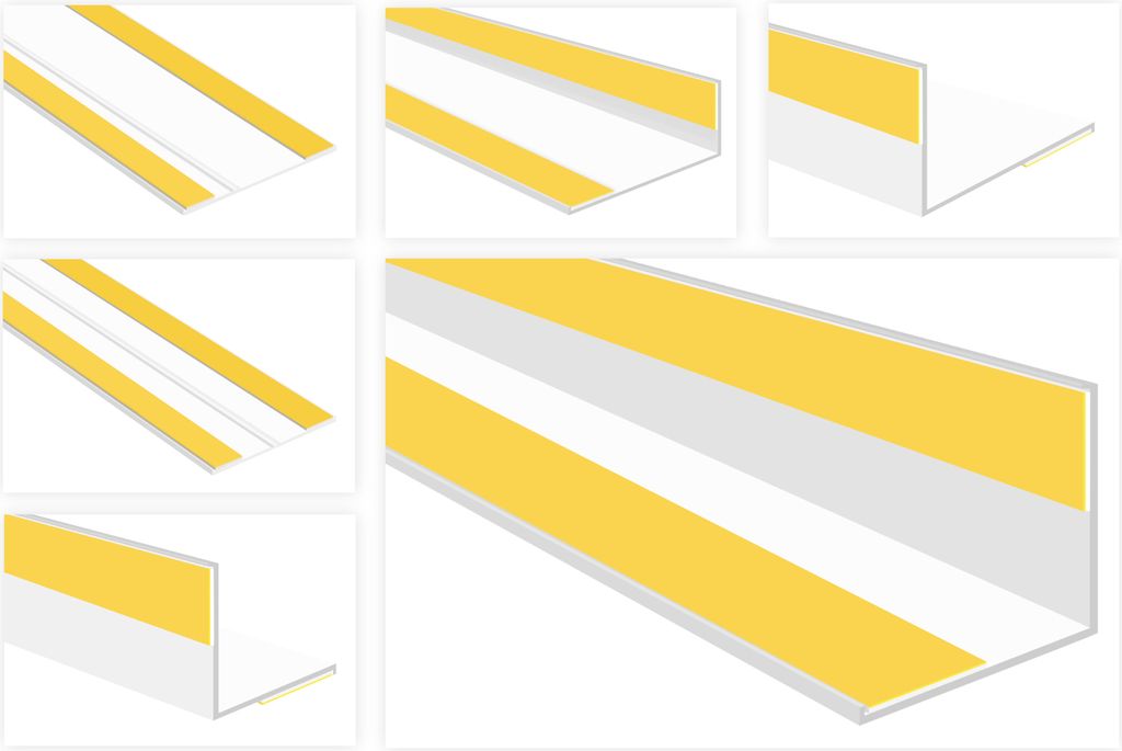 HEXIM Fenster/PVC Sonderprofile - Kunststoffleisten bis zu 240mm Breite mit Knickwinkel oder Kleberillen, wahlweise selbstklebend - 2 Meter HJ 185(...