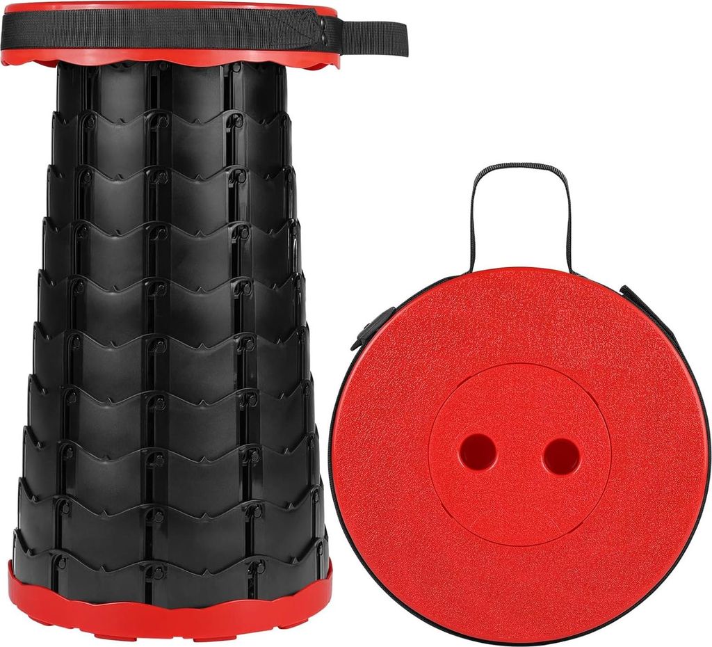 Shine Teleskopische faltbare tragbare Klapphocker mit großem Tragvermögen - rot, Campinghocker für Outdoor Camping Angeln - Diealles Teleskopstuhl