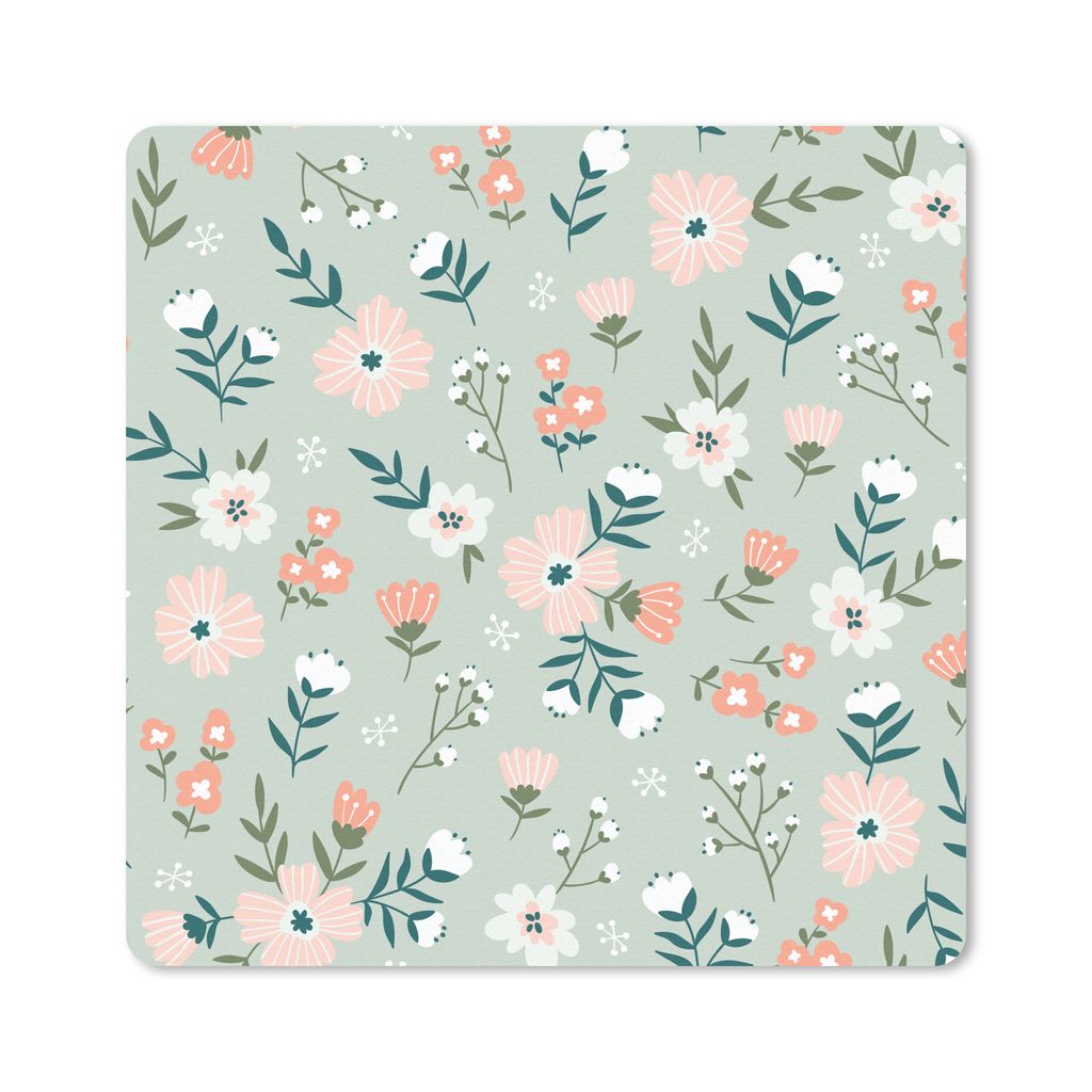 MuchoWow Mauspad Mousepad Blumen - Farben - Pastell 20x20 cm - Mousepads - Maus Mat - Pad - Mausunterlage - Desk Mat - Bureauartikeln