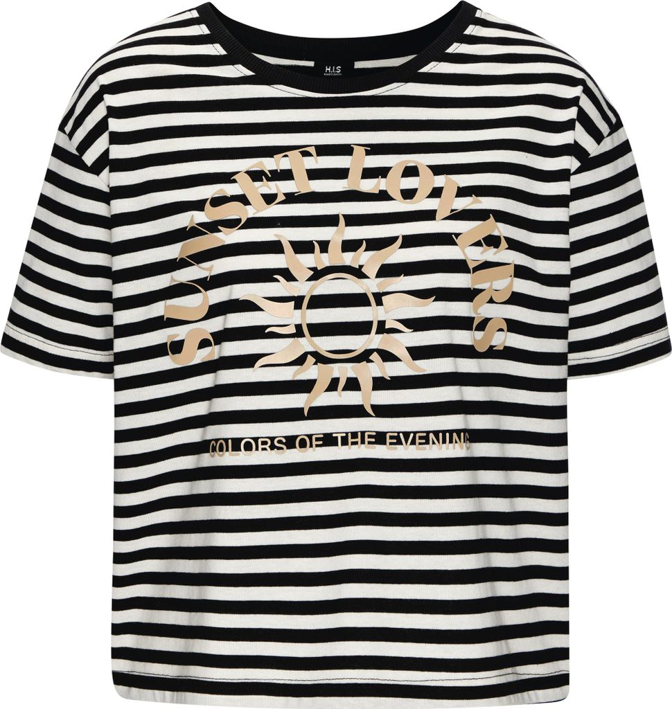 H.I.S. T-Shirt schwarz gestreift Größe 36/38