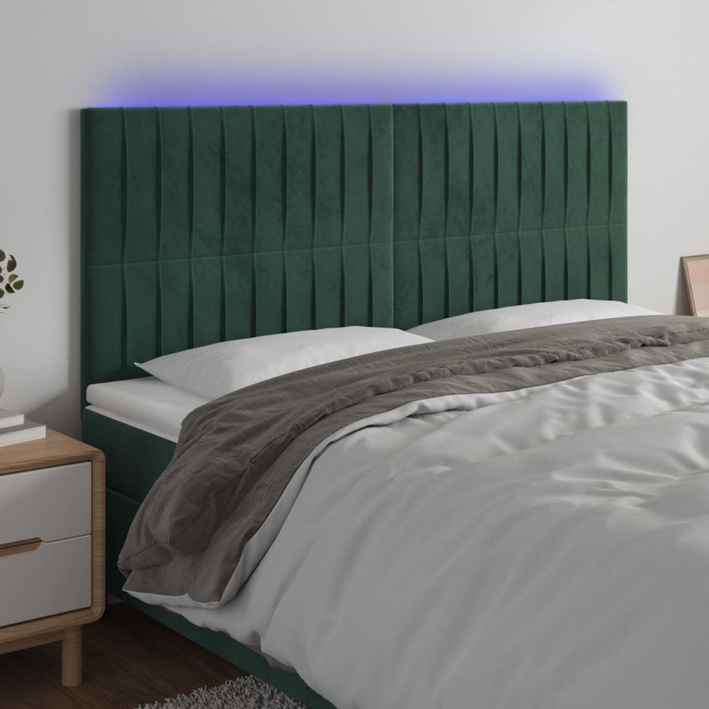 Maison Exclusive - LED Kopfteil Dunkelgrün 180x5x118/128 cm Samt