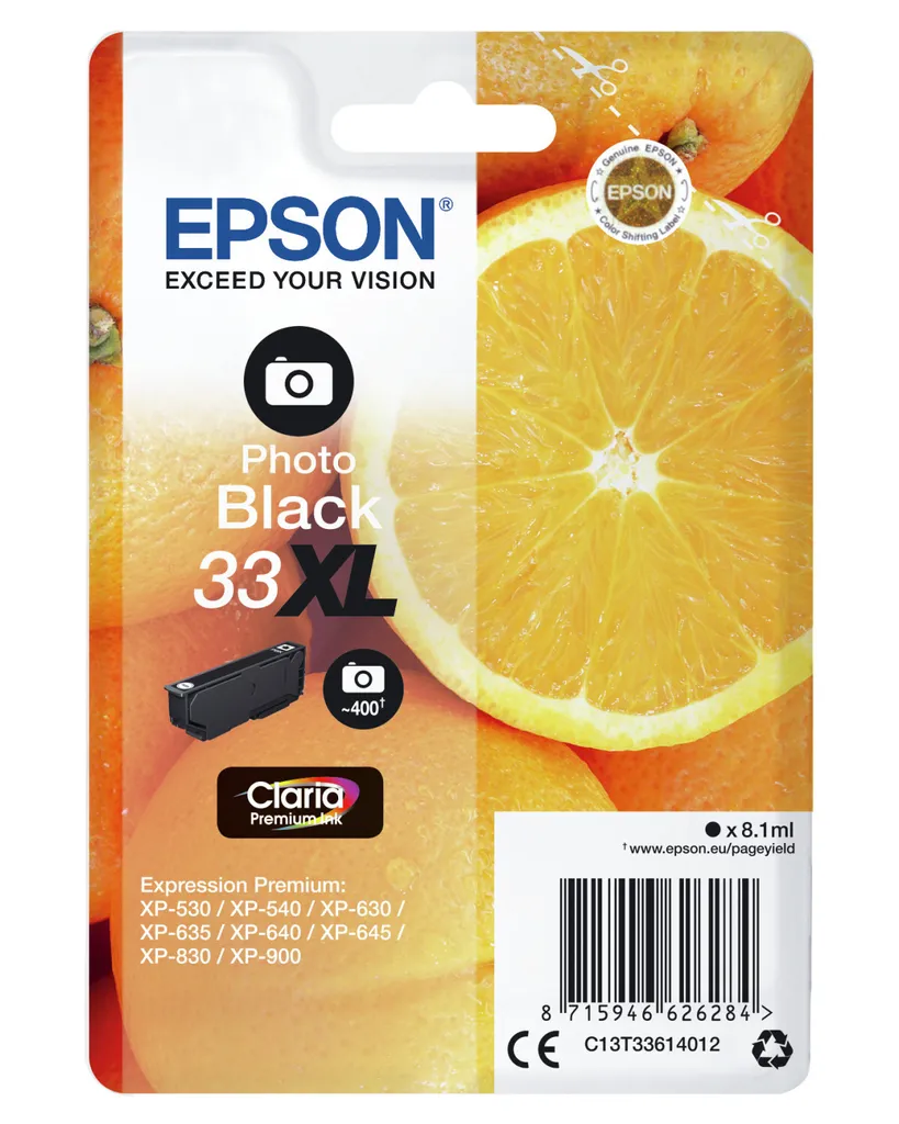 Cartouche Epson 33XL Noir Photo Grande Capacité 8.1ml C13T33614022