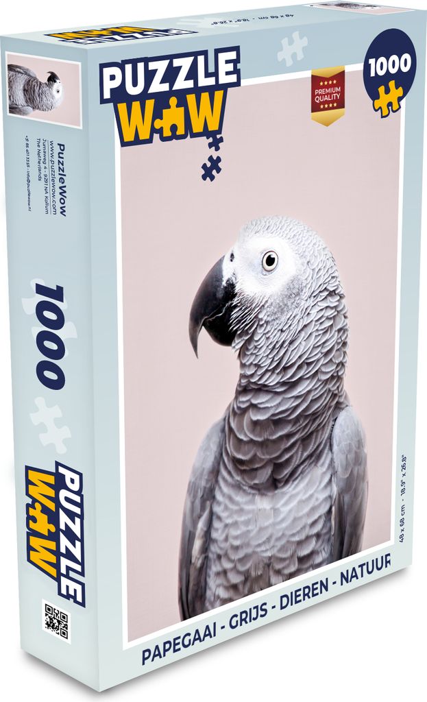 MuchoWow Puzzle 1000 Teile Papagei - Grau - Tiere - Natur - Spielzeug - Alt und Jung - Spiele - Puzzeln