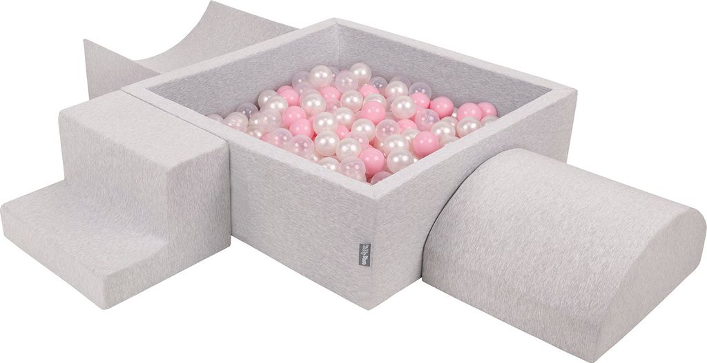 KiddyMoon Spielplatz Aus Schaumstoff Mit 200 Bälle ∅7cm Hindernisläufen Version 6 Quadrat Bällepool Mit Bunten Bällen Für Babys Und Kinder