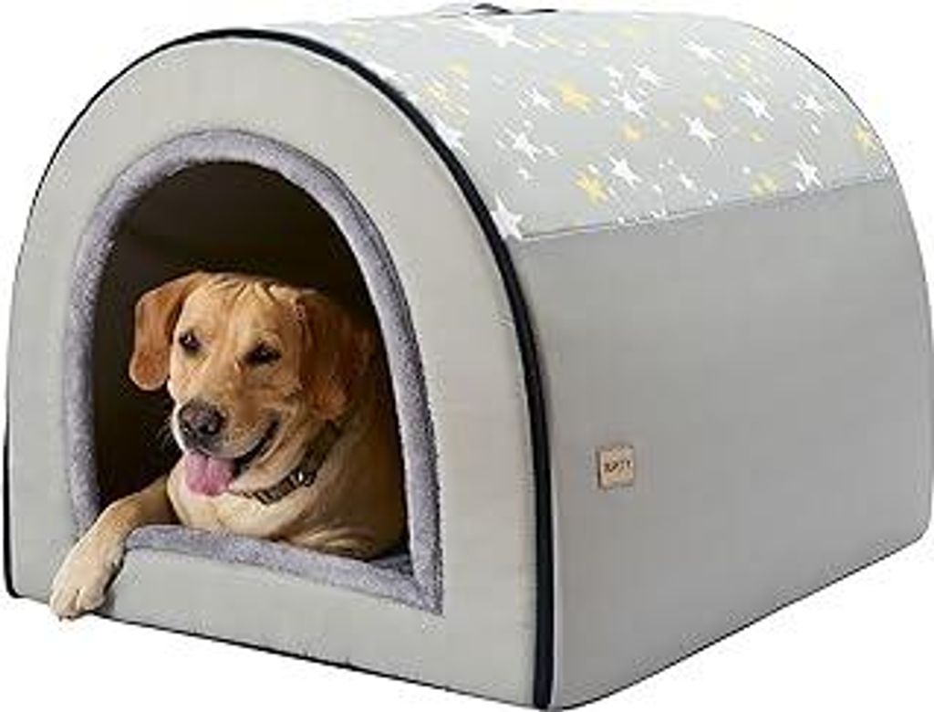 Jiupety Hundehütte Indoor Große Hunde Isoliert,2-in-1 Hundehöhle Kuschelhöhle, Größe 3XL (99 x 81 x 71 cm) Hundehaus für Drinnen, Dog House,...