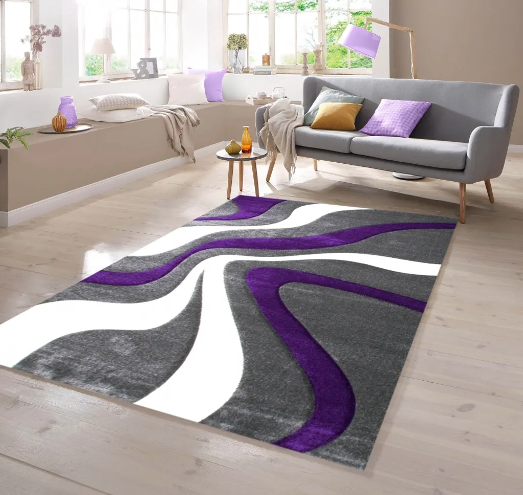 Tapis Design Anti-Poussière Violet 200x290 cm - Déco de Sol Salon Facile