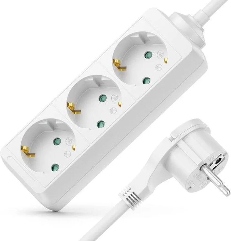 Multiprise rallonge 30 mètres blanche boîtier robuste et fiche plate